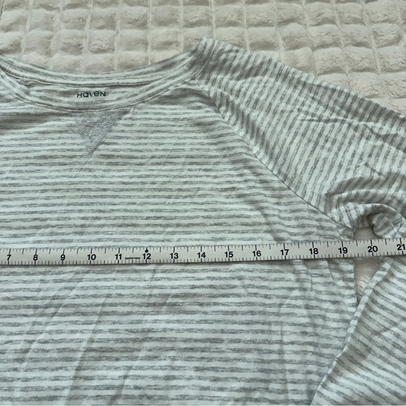 Haven Well Within Pajama PJ Set ~ Small Long Sleeve Top Medium Pants Gray Stripe - Picture 4 of 13
